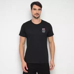 Camiseta Com Bordado<BR>- Preta