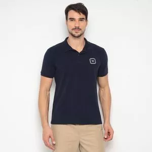 Polo Clássica Em Piquê<BR>- Azul Marinho