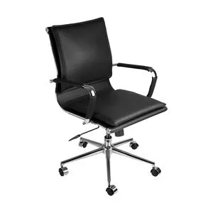 Cadeira Office Soft<BR>- Preta & Prateada<BR>- 90x58x57cm<BR>- Or Design