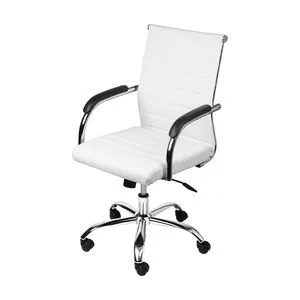Cadeira Home Office<BR>- Branca & Prateada<BR>- 99x54x48cm<BR>- Or Design