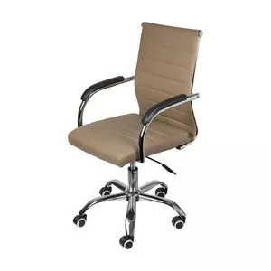 Cadeira Office Florença Baixa<BR>- Caramelo & Prateada<BR>- 99x54x48cm<BR>- Or Design