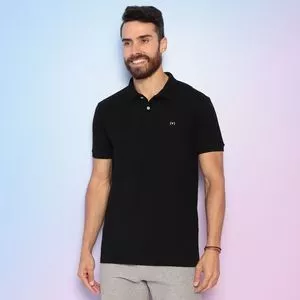 Polo Com Bordado<BR>- Preta