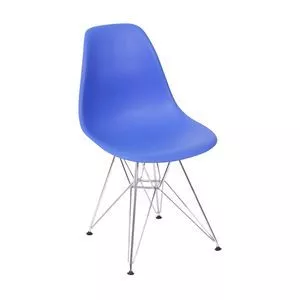 Cadeira Eames<BR>- Azul Escuro & Prateada<BR>- 80,5x46,5x42cm<BR>- Or Design