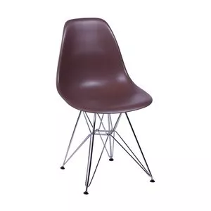 Cadeira Eames<BR>- Café & Prateada<BR>- 80,5x46x42cm<BR>- Or Design