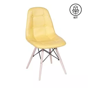 Jogo De Cadeiras Eames Botonê<BR>- Amarelo & Bege<BR>- 2Pçs<BR>- Or Design