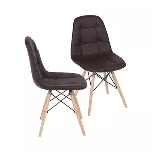 Jogo De Cadeiras Eames Botonê<BR>- Café & Bege Claro<BR>- 2Pçs<BR>- Or Design