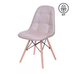 Jogo De Cadeiras Botonê<BR>- Cinza & Marrom Claro<BR>- 2Pçs<BR>- Or Design