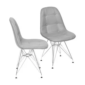 Jogo De Cadeiras Botone<BR>- Cinza & Prateado<BR>- 2Pçs<BR>- Or Design