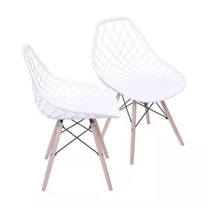 Jogo De Cadeiras Design<BR>- Branco & Marrom Claro<BR>- 2Pçs<BR>- Or Design