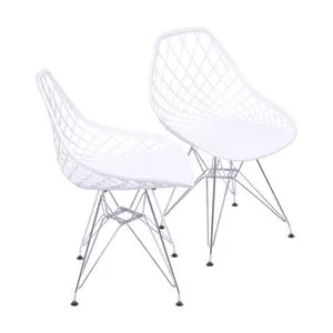 Jogo De Cadeiras Design<BR>- Branco & Prateado<BR>- 2Pçs<BR>- Or Design