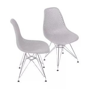 Jogo De Cadeiras Design<BR>- Branco<BR>- 2Pçs<BR>- Or Design