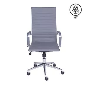 Jogo De Cadeiras Corino Alta<BR>- Cinza & Prateado<BR>- 2Pçs<BR>- Or Design