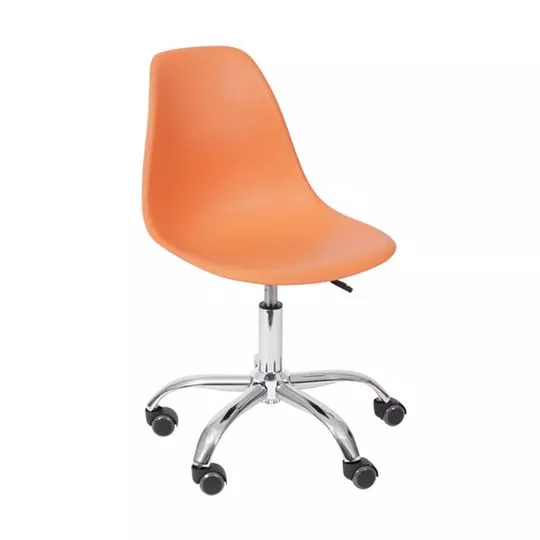 Cadeira Office Eames- Laranja & Prateada- 80,5x46x42cm- Or Design