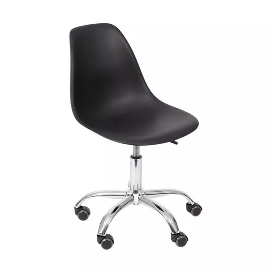 Cadeira Office Eames- Preta & Prateada- 93x47x41cm- Or Design