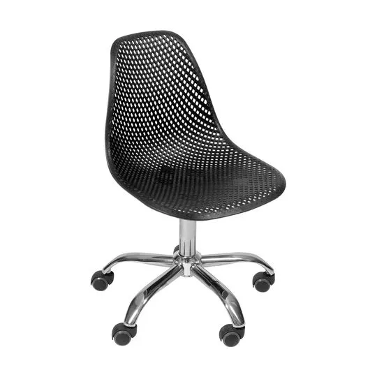 Cadeira Office Eames Colmeia- Preta & Prateada- 80,5x46,5x42cm- Or Design