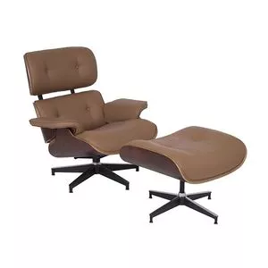 Poltrona Eames Com Puff<BR>- Caramelo & Marrom Escuro<BR>- 87,5x86x55cm<BR>- Or Design