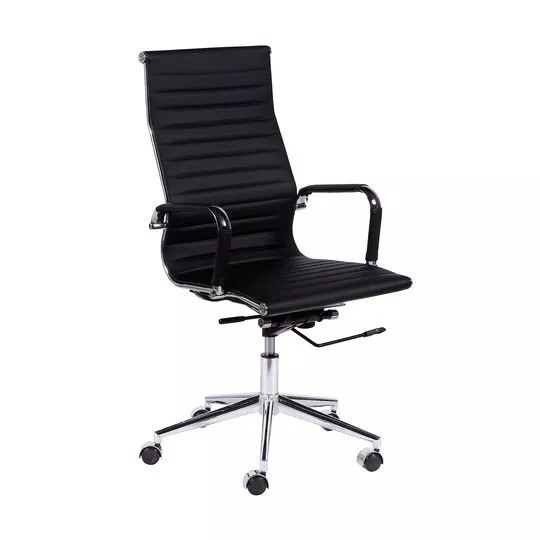 Cadeira Office Eames Esteirinha- Preta & Prateada- 114x61x46,5cm- Or Design