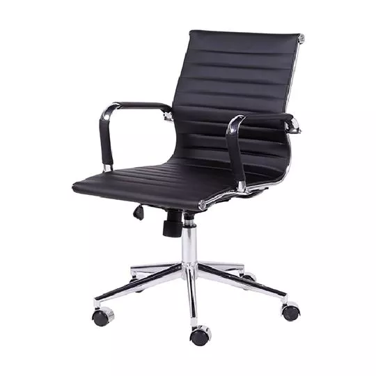 Cadeira Office Eames Esteirinha- Preta & Prateada- 105x61x46,5cm- Or Design