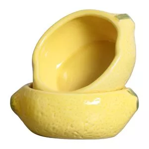 Bowl Limão<BR>- Amarelo & Verde<BR>- 7,5x19x14cm<BR>- Scalla Cerâmica