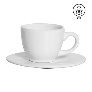 Jogo De Xícaras Para Café Standard<BR>- Branco<BR>- 6 Pçs<BR>- 100ml<BR>- Scalla Cerâmica