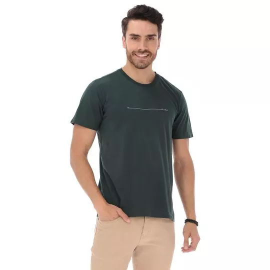 Camiseta Listra- Verde Escuro & Off White- Vide Bula