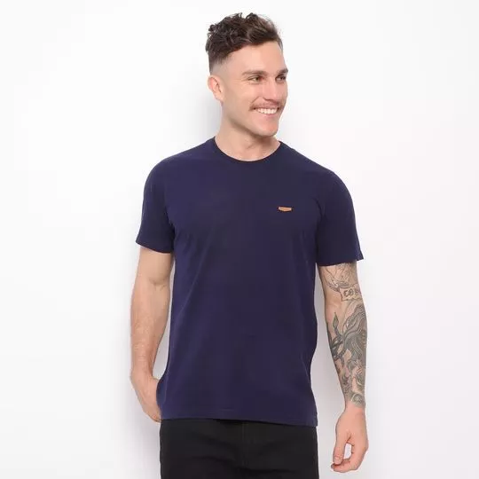 Camiseta Com Bordado- Azul Marinho- Vide Bula