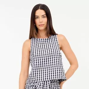 Blusa Xadrez<BR>- Preta & Branca