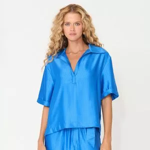 Blusa Listrada<BR>- Azul