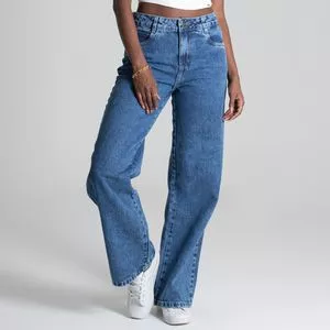 Calça Jeans Mom Com Tag<BR>- Azul