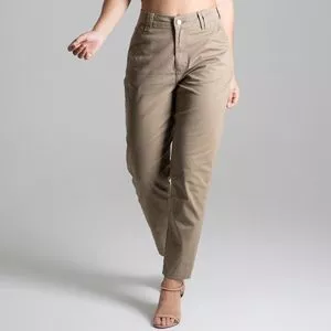 Calça Mom Com Bolsos<BR>- Marrom