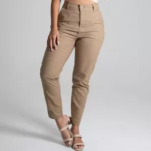 Calça Mom Com Bolsos<BR>- Marrom