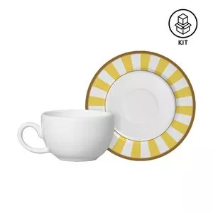 Jogo De Xícaras Para Café Stripe<BR>- Branco<BR>- 6Pçs<BR>- 85ml