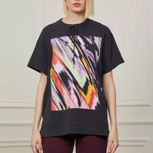 Camiseta Abstrata<BR>- Preta & Lilás