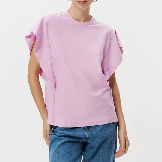 Blusa Com Recortes- Rosa Claro