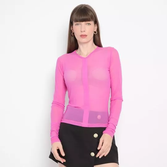 Blusa Em Tule- Rosa