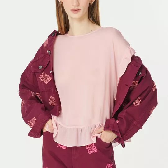 Blusa Com Recortes- Rosa Claro