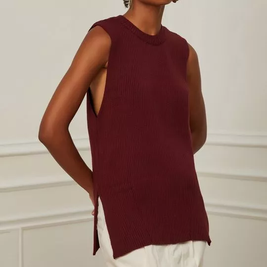 Blusa Em Tricô- Vinho