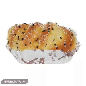 Pão Com Gergelim Decorativo<BR>- Marrom<BR>- 10x6cm