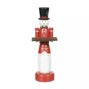 Boneco De Neve Decorativo<BR>- Vermelho & Branco<BR>- 30cm