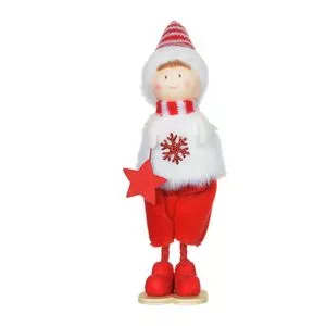 Boneco De Natal Com Pelúcia<BR>- Branca & Vermelha<BR>- 20cm