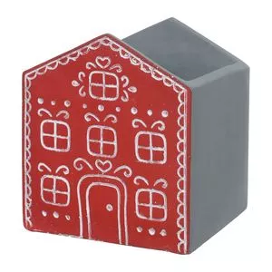 Vaso De Casinha De Gengibre<BR>- Vermelha<BR>- 16x14x14cm