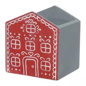 Vaso De Casinha De Gengibre<BR>- Vermelha<BR>- 12,5x11x11cm