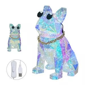 Cachorro Para Decoração Com Led<BR>- Verde & Azul<BR>- 40cm<BR>- USB