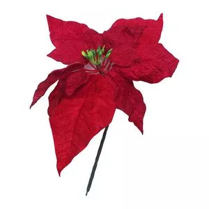 Enfeite Decorativo Flor<BR>- Vermelho<BR>- 23cm<BR>- Niazitex