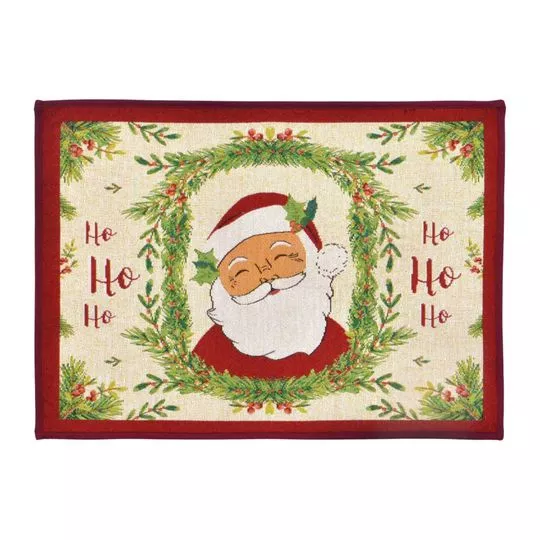 Tapete Papai Noel- Bege & Vermelho- 68,5x49cm- Mabruk