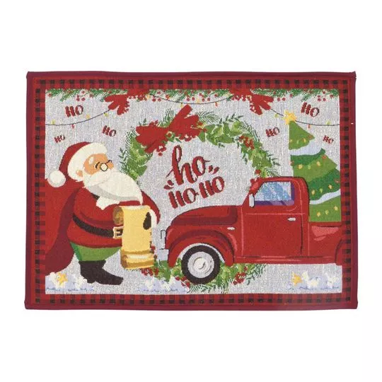 Tapete Papai Noel- Cinza & Vermelho- 68,5x49cm- Mabruk