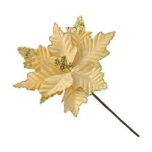 Flor Natalina<BR>- Dourada<BR>- 28x25x25cm<BR>- Mabruk