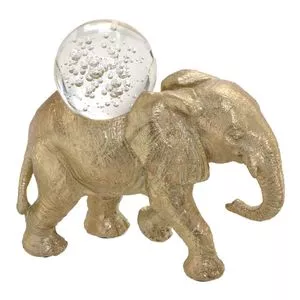 Elefante Decorativo<BR>- Incolor & Dourado<BR>- 14,5x16x7,5cm<BR>- Mabruk