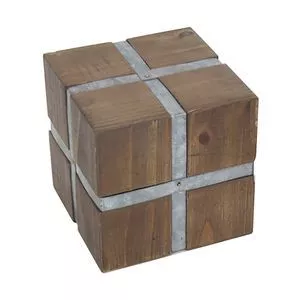 Cubo Decorativo Com Relevo<BR>- Marrom & Cinza<BR>- 12x12x12cm<BR>- Btc Decor