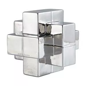 Cubo Decorativo Com Relevos<BR>- Prateado<BR>- 18x18,5x18,5cm<BR>- Btc Decor